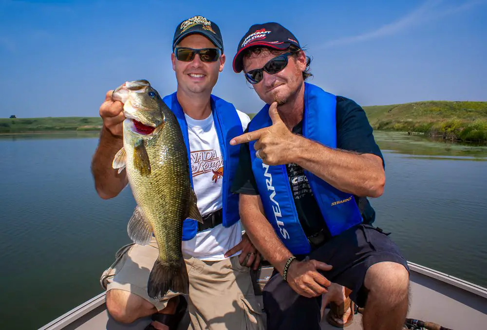 Keith Beasley and Pete Bowman with a Saskatchewan Bass.