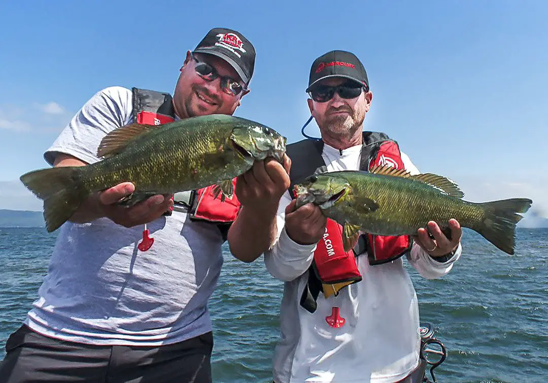 Steve and Pete with a pair of Lake Superior Smallmouth Bass