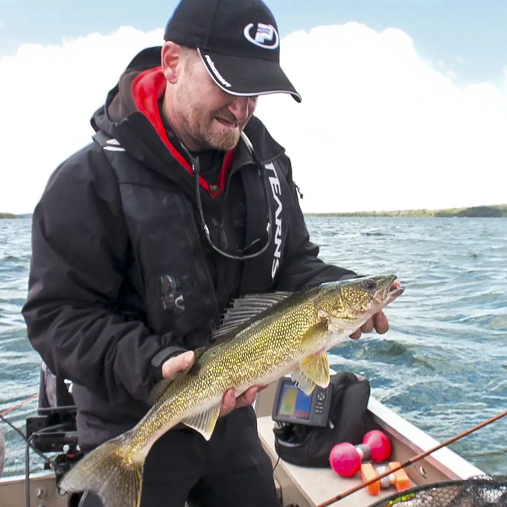 pete with a nice walleye. Spotted first by his Garmin fish finder