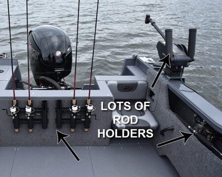 Rod holders on a walleye boat