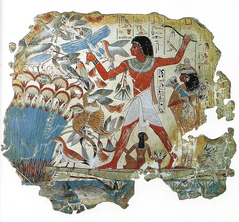 British Museum, Room 61: The famous false fresco 'Pond in a Garden' from the Tomb of Nebamun, c. 1350 BC